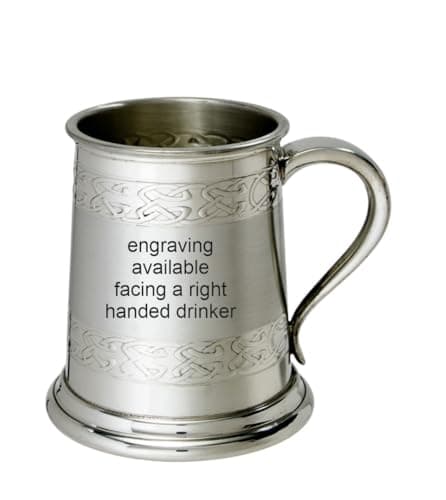 Image of Wentworth Pewter – Half Pint Embossed Celtic Band Pewter Tankard – Traditional Beer Mug with Decorative Celtic Knot Detail – Personalised Engraving Available (with Engraving)