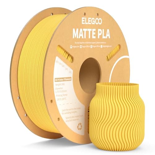 Image of ELEGOO Matte PLA Filament Sunshine Yellow 1KG, 1.75mm 3D Printer Filament Dimensional Accuracy +/- 0.02mm, 1kg Carboard Spool (2.2lbs) Fits for Most FDM 3D Printers