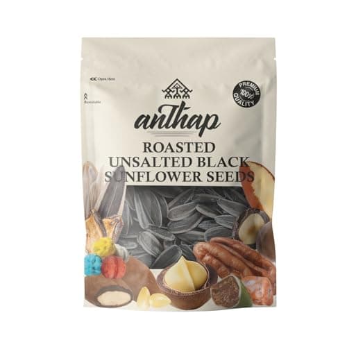 Image of Anthap Roasted Unsalted Turkish Black Sunflower Seeds, No Salt, Non-GMO, Vegan, All Natural, Product of Türkiye, Crunchy Healthy Snack, 500g