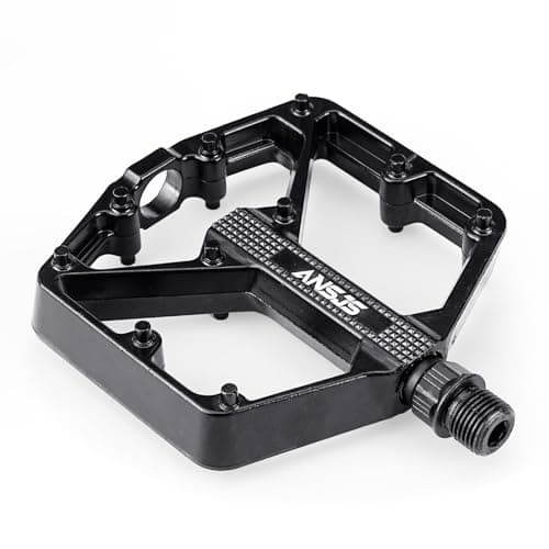 Image of Ansjs Bike Pedals, Aluminum Mountain Bike Pedals,Bicycle Flat Pedals 9/16" Pedals Black MTB Pedals Metal Bike Pedals (B632)