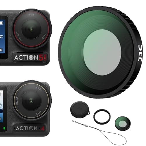 Image of Screw On Osmo Action 5 Pro 4 UV Filter with Silicone Lens Cap Set,Glass Lens Cover for DJI Osmo Action 5 Pro 4 Multi Coated HD Optical Glass Absorb Ultraviolet Light Reduce Bluish Cast Not for Action3
