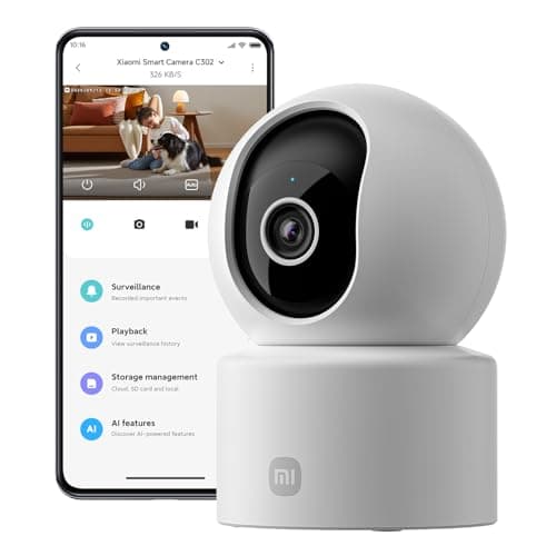 Image of XIAOMI Smart Camera C302 2K 3MP Indoor Security Camera, Privacy Shield, 360° Panorama, AI Baby Pet Detection, Color Night Vision, Two-Way Audio, Works with Alexa Google