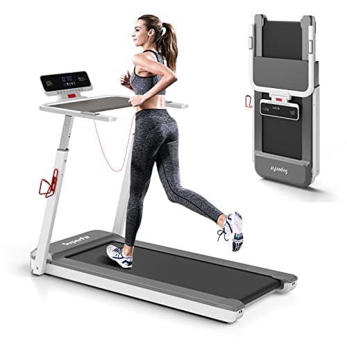 Image of COSTWAY Folding Treadmill, 2.25HP Running Jogging Walking Machine with LED Display, 25 Preset Programs, Dual Bluetooth Speaker and Heart Rate Sensor, Easy Assembly Treadmills for Home Office (Silver)