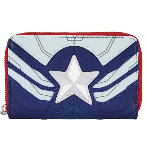 Image of Loungefly Marvel Falcon Captain America Cosplay Zip-Around Wallet Captain America One Size