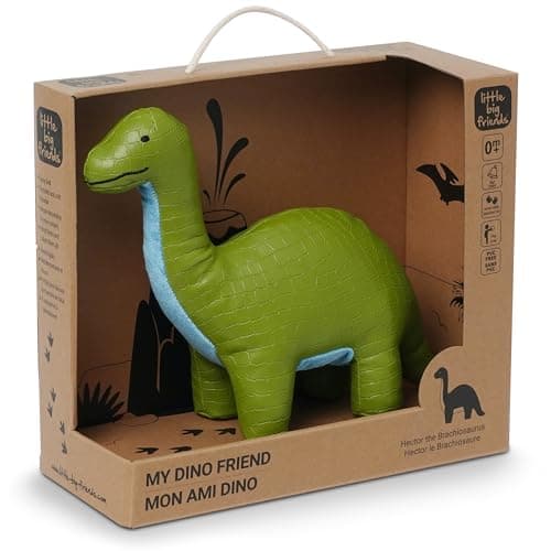 Image of Little Big Friends Dino Friends | Stimulate the Senses with Colors, Textures & a Tinkling Bell | Vegan Leather | Easy to Clean | Hector the Brachiosaurus