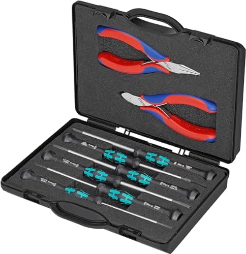 Image of KNIPEX Case for Electronics Pliers with Tools for Work on Electronic Components 8 Parts 215 mm, 00 20 18