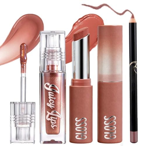 Image of 3PCS Matte Liquid Lipstick Set with Lip Balm & Lipliner, Hydrating Waterproof Nude Mocha Tint, Dewy Plumping Effect for Dry Lips, Moisturising Lip Combo Trio