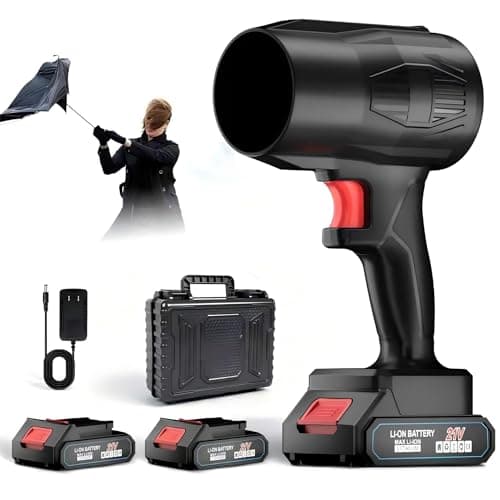 Image of Electric Leaf Blower Cordless, 180000RPM Powerful Garden Blower with 2 * 21V Batteries and Charger Portable Handheld Air Blower for Patio, Deck, Driveway, Car Cleaning, Snow & Dust Removal
