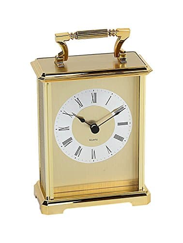 Image of Wm. Widdop Gilt Design Roman Numerals Carriage Clock, Gold