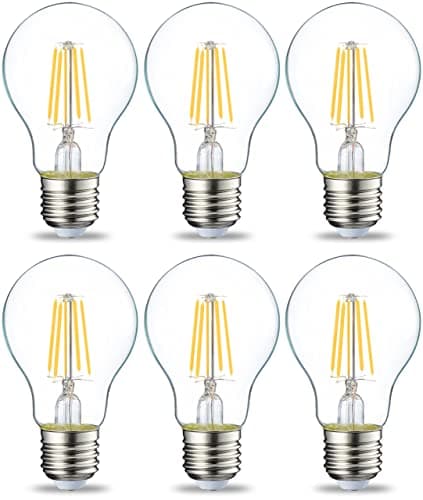 Image of Amazon Basics LED E27 Edison Screw Bulb, 4.3W (Equivalent to 40W), Clear Filament, Warm White, Non Dimmable - Pack of 6