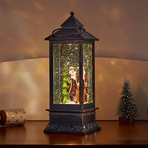Image of Marco Paul Light Up Christmas Snow Globe Lantern Battery Operated Santa Village Scene Ornament with LED Glitter Shaker Novelty Xmas Decoration for Home Tabletop & Window Display