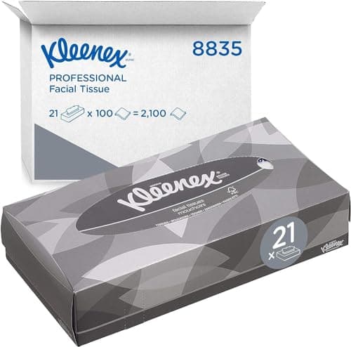 Image of Kleenex Facial Tissue Box 8835 - Soft, Strong and Absorbent - 21 x 100 (2100 Facial tissues) White, 2-ply, Fragrance-Free
