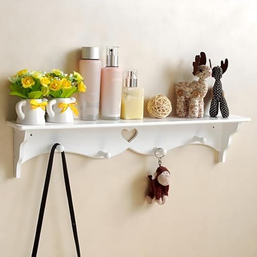 Image of M.J COMFY-LIFE Wall Shelves Wall Mounted Storage Rack Heart Shaped Wall Mounted Shelves Display Storage Rack Suitable for Bedroom Laundry Room Bathroom Living Room Kitchen Home Office