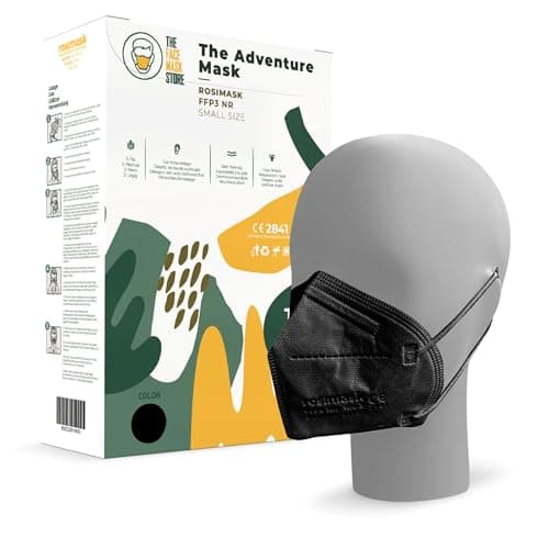 Image of The Adventure Mask Face Mask FFP3 for Smaller Faces with Ear Loops, Safety Mask, 5-Layer, CE Certified, PPE Masks, Box of 10, Black