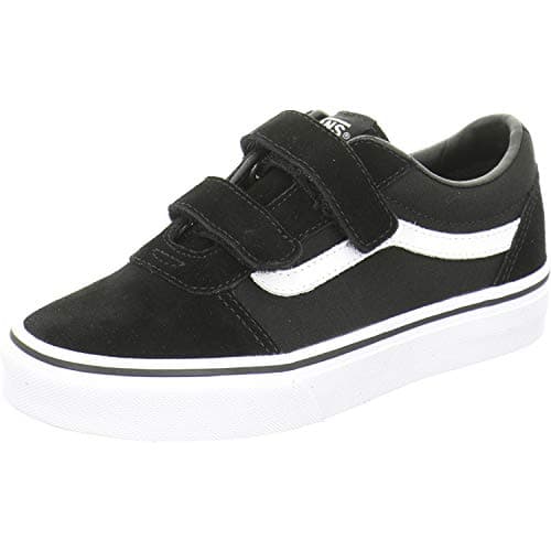 Image of Vans Unisex Kids Ward V Sneaker, Suede Canvas Black White, 3.5 UK