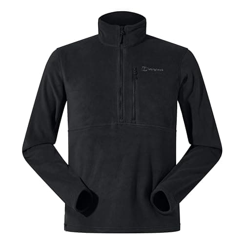 Image of Berghaus Men's Prism Polartec Interactive Fleece Jacket | Added Warmth | Smart Fit | Durable Design Fleece Half Zip, Black/Black, 2XL