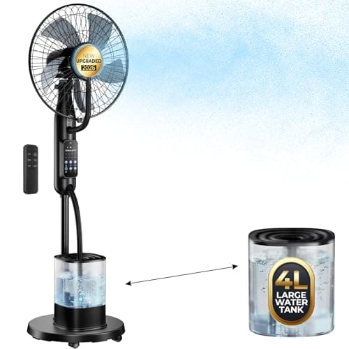 Image of NebulaFlow Mist Fan, 2026 Upgraded 4L Large Water Tank Mister Cooling Fan, 5 Speeds 3 Modes Misting Standing Fan, Pedestal Fan with Remote, Oscillating Floor Fan for Bedroom, Home, Office, Patio