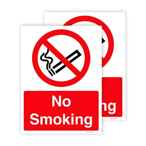 Image of Pack of 2 No Smoking Stickers (150 x 200 mm) Waterproof No Smoking Sign Self Adhesive Stickers for Door Sara Prints®