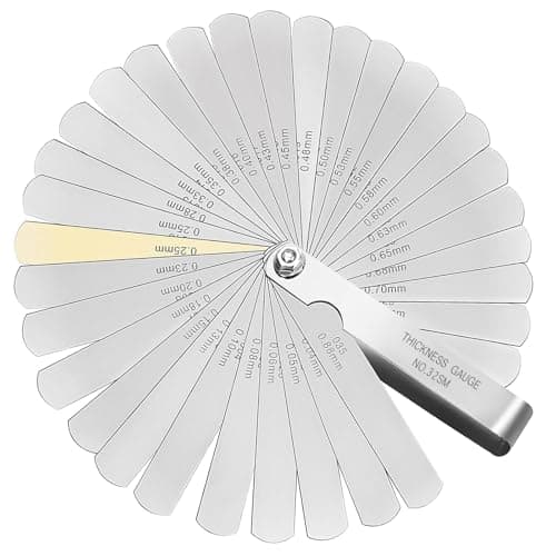 Image of Feeler Gauges, 32 Blades 0.04-0.88 mm (0.0015-0.035 Inch) Thickness Gauge Stainless Steel Feeler Gauge Imperial And Metric Measuring Tool, Filler Gauge, For Measuring Gap Width.