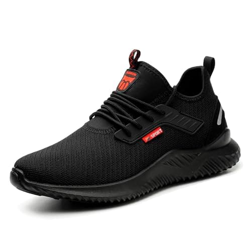 Image of BVTUD Safety Trainers Men Womens Steel Toe Trainers Lightweight Safety Shoes Breathable Work Trainers Comfortable Work Shoes Black, 10 UK