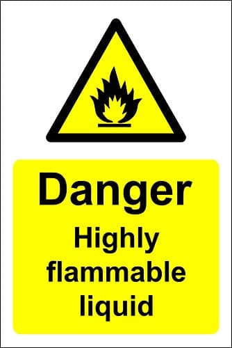 Image of Danger highly flammable liquid Safety sign - Self adhesive sticker 150mm x 100mm