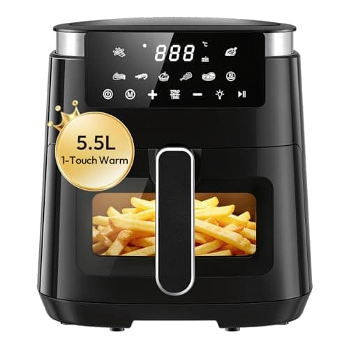 Image of LLIVEKIT 5.5L Air Fryer with Viewing Window & Interior Light, 8-in-1 Digital Airfryer with Keep Warm Function, 360° Hot Air Circulation, Uses No Oil, 70% Energy Saving Compact Cooker for Family