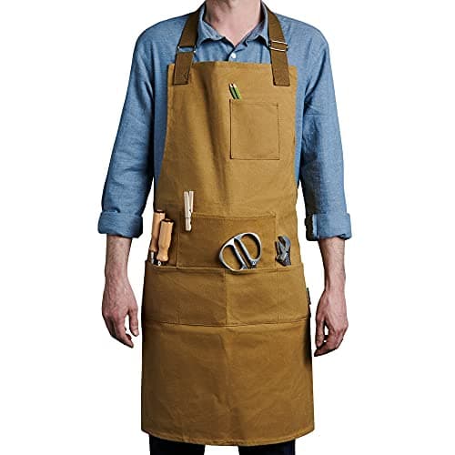 Image of Case4Life - Waxed Canvas Tool Gardening Apron - Adjustable Waist & Neck – Multi-Purpose for Gardening Tools, DIY, Woodwork, Carpenters, Artists - Unisex, Heavy Duty & Water Resistant