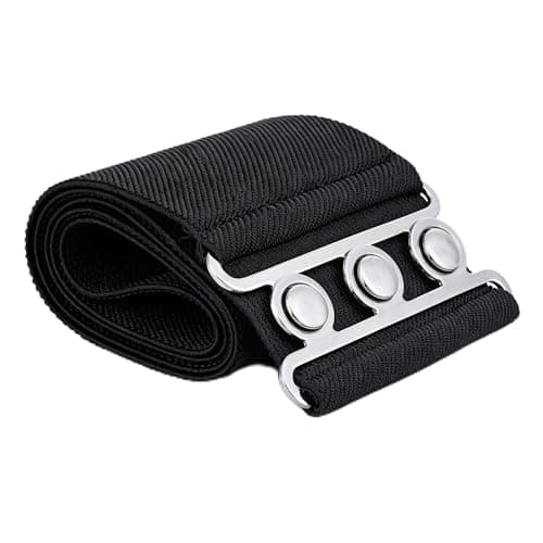 Image of Trimming Shop Women Wide Elastic Waist Belt Stretch Cinch Belt with Metal Clasp Buckle, Adjustable Elasticated Retro Waist Belt for Dresses, Gowns, Party, Casual & Formal Wear - Black (M - 32"-36")