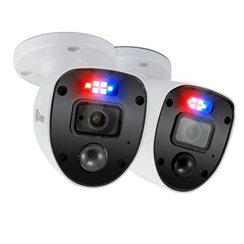 Image of Swann Add-On DVR Bullet Security Cameras with Sensor Spotlights, Flashing Lights, 1080p Full HD Video, Indoor or Outdoor, Colour Night Vision plus True Detect Heat Motion Detection - 2 Pack, 1080SLPK2