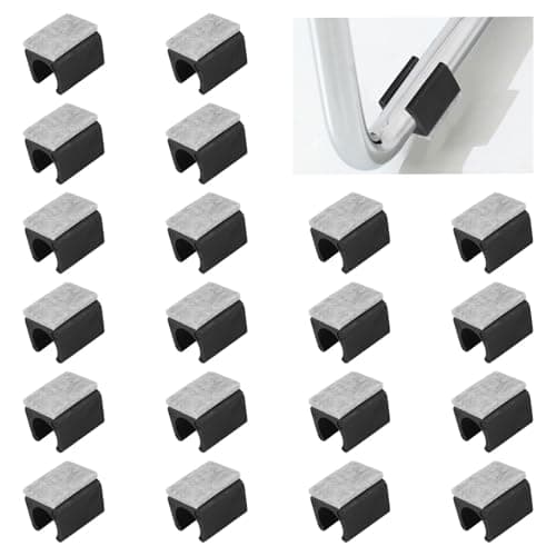 Image of UFURMATE Chair Pads, 20Pcs 15mm Plastic Chair Leg Floor Protectors with Felt Pads, U Shaped Chair Tube Floor Protectors Non-Slip Rectangle Chair Legs Tips(Black)
