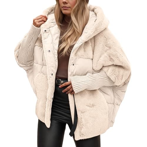 Image of 2026 Women's Jackets Women Warm Long Sleeve Solid Padded Jacket Hooded Button Outerwear Coat (Beige, S)