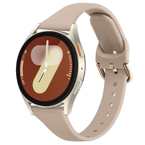 Image of Slim Strap for Samsung Galaxy Watch 7/6/5/4 40mm 44mm, 20mm Adjustable Silicone Replacement Sport Band for Active 2/Watch 3 (Milktea) - for Women and Men
