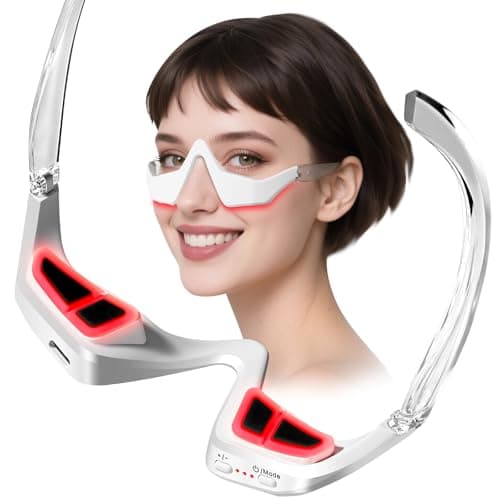 Image of Laflit Under-Eye Red Light Therapy Device, Microcurrent Eye Massager Red Light Therapy Glasses Red Light Eye Mask for Relieve Eye Fatigue, Dark Circles, Puffiness, Wrinkles Fine Lines