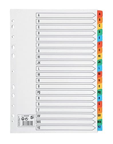 Image of 5 Star Office Index 150gsm Card with Coloured Mylar Tabs A-Z A4 White