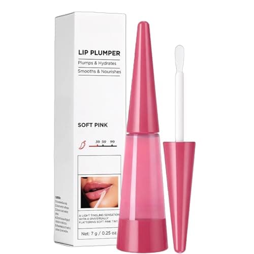 Image of Plumping Lip Gloss,Plumping&Anti-Wrinkle Hydrating Lip Serum,High-Shine Hydrating Lip Plumper for Full&Plump Lips,Korean Lip Wrinkle Treatment,Safe Non-Irritating Long-Lasting Care(Soft Pink)