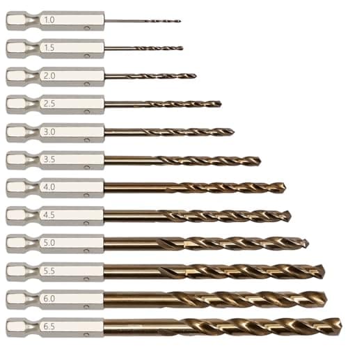 Image of Pilikoll 12 Pcs M42 HSS Cobalt Drill Bits with 1/4" Hex Shafts 1-6.5mm HSS Drill Bit Set M42-hss Metric Twist Drill Bit hss-Twist Drill Bit Set for Aluminum, Cast Iron,Copper, Metal,Stainless steel