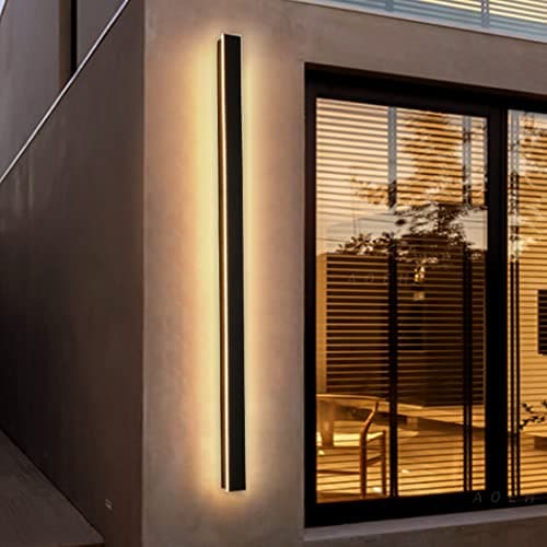 Image of Outdoor Wall Lights LED Black Long Wall Sconce Ip65 Waterproof Outside Lights Rectangular Wall Lighting 3000k 45W Aluminum Exterior/Indoor Wall Light For Garden Villa Porch Terraces Garage,125cm*1