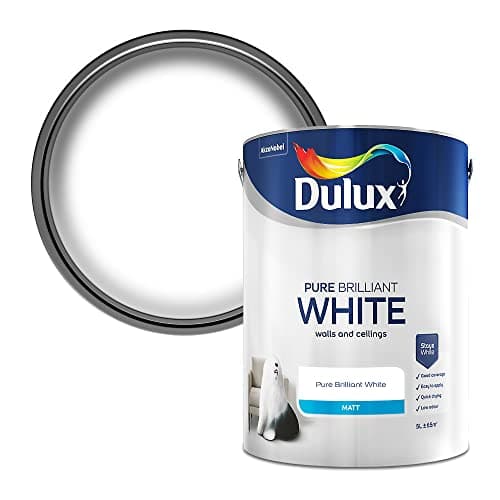 Image of Dulux Walls & Ceilings Matt Emulsion Paint - Pure Brilliant White - 5L