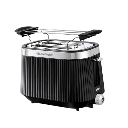 Image of Russell Hobbs Toaster [for 2 slices] Brontë Black (6 settings, matte finish, silver accents, thaw, warming, raising, lift & look, roll holder) 26760-56