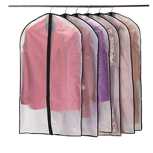 Image of Niviy Garment Covers Dustproof Clothes Covers Moth Proof Coat Bag with Zip PEVA Translucent Dress Cover Waterproof Anti-mite Breathable Suit Protector 6pcs 60 * 100cm (Black)