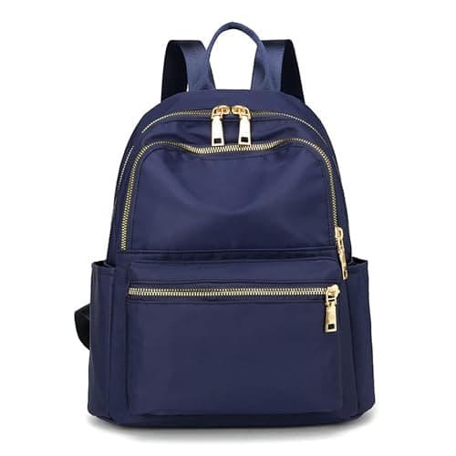 Image of FORRICA Womens Backpack Nylon Lightweight Rucksack Casual Back Pack with Multi Pockets for Commuting and Everyday Use - Navy Blue (L)