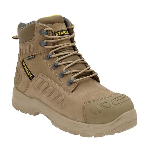 Image of STANLEY Aramac Men's Waterproof, Steel Midsole Plate, Steel Toe Safety Work Boot (Stone, UK Footwear Size System, Adult, Men, Numeric, Medium, 11)