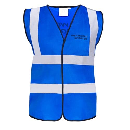 Image of NET WORLD SPORTS High -Visibility (Hi-Vis) Wasitcoat/Vest | Ultra Reflective Sleeveless Vest Coat w/Reflective Strips & Touch Fastening - 5 Colour Options (1, Blue, Extra Large: 48-50in)