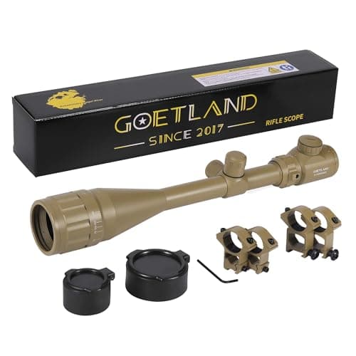 Image of Goetland Rifle Scope 6-24x50 AOEG Red Green Illuminated Rangefinder SFP Ring Mounts for Air Gun Airsoft Crossbow Hunting Tactical