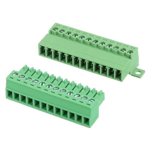Image of sourcing map 12 Pin Screw Terminal Block Connector,3.5mm/0.14 Inch Pitch Male & Female PCB Mount Screw Terminal 300V 8A Green Terminal Block Connector for Home Electronic Project