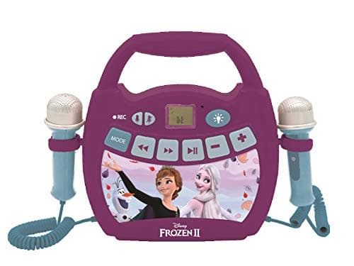 Image of LEXIBOOK, Frozen, Portable karaoke digital player for kids, Microphones, Light effects, Bluetooth®, Record and voice changer functions, Purple, MP320FZZ