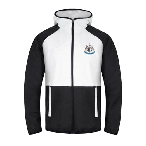 Image of Newcastle United Official Gift Boys Shower Jacket Windbreaker Black White 10-11 Years