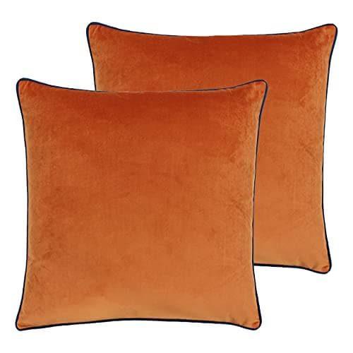 Image of Paoletti Meridian Polyester Filled Cushions (Twin Pack), Polyester, Tiger/Teal