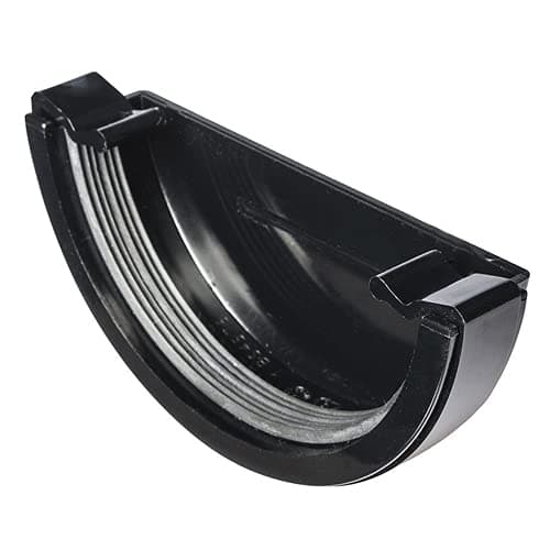 Image of Gutter External Stop End Cap Half Round Fits 112mm Round and Square (Round Stop End External Black - EX004)