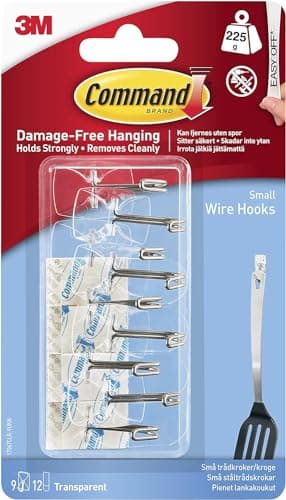 Image of Command Clear Wire Hanger Hook, Value Pack of 9 Hooks and 12 Adhesive Strips, Transparent - Damage Free Hanging - Holds up to 225 gm